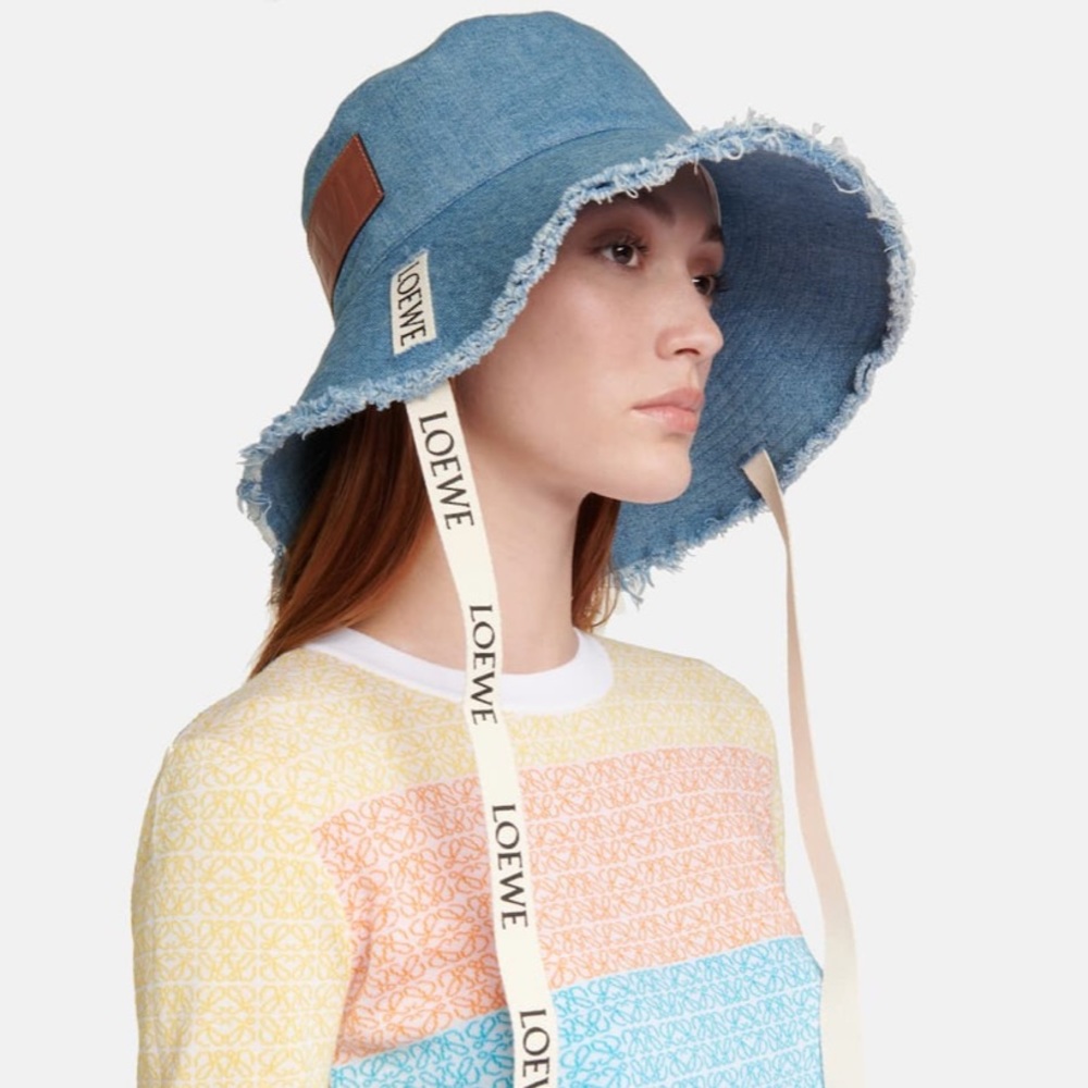 NWT LOEWE Frayed Denim Bucket Hat sz. 57